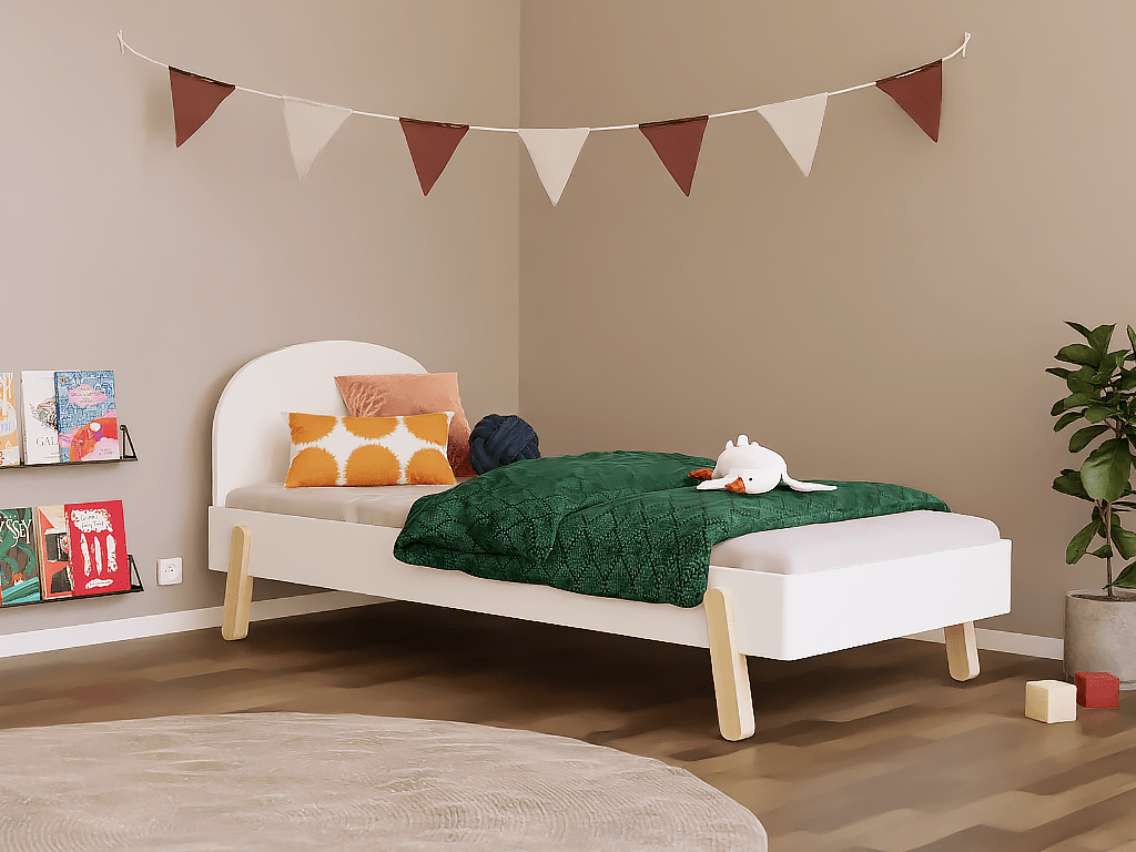 Benlemi NOVA bed met rond houten hoofdbord