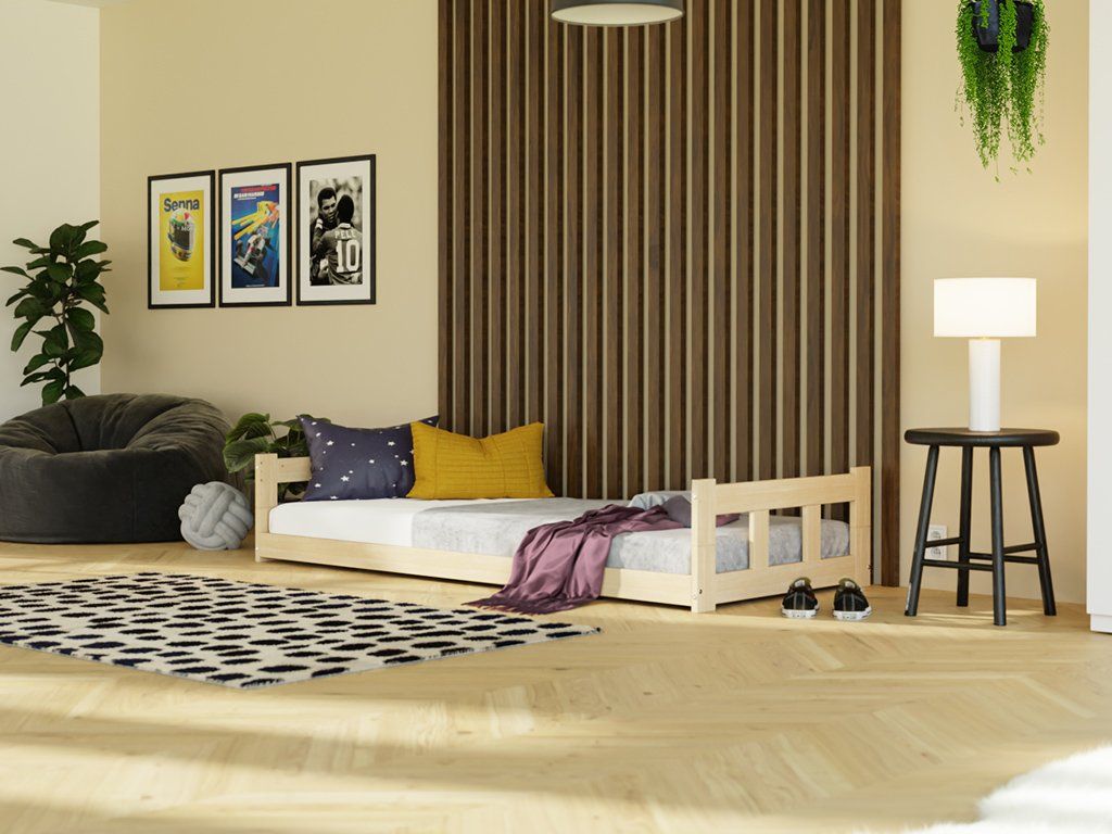 Benlemi FENCE Montessori vloerbed met hoofdborden in de kinderkamer