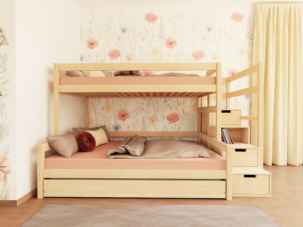 Benlemi LUCKY stapelbed 90x200 en 120x200 met opbergtrap