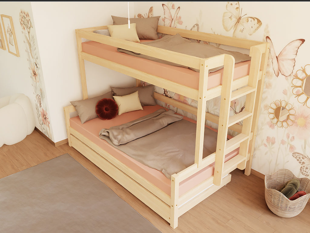 Bovenaanzicht Benlemi LUCKY stapelbed met ladder aan de zijkant