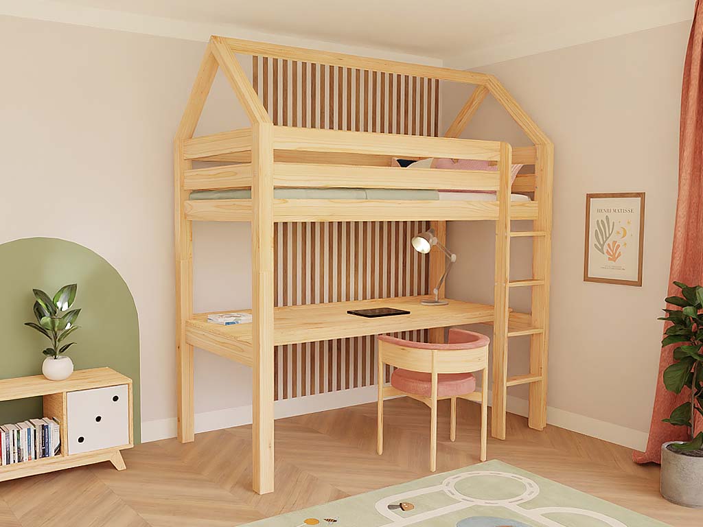Benlemi MANASLU hoogslaper 90x200 met bureau