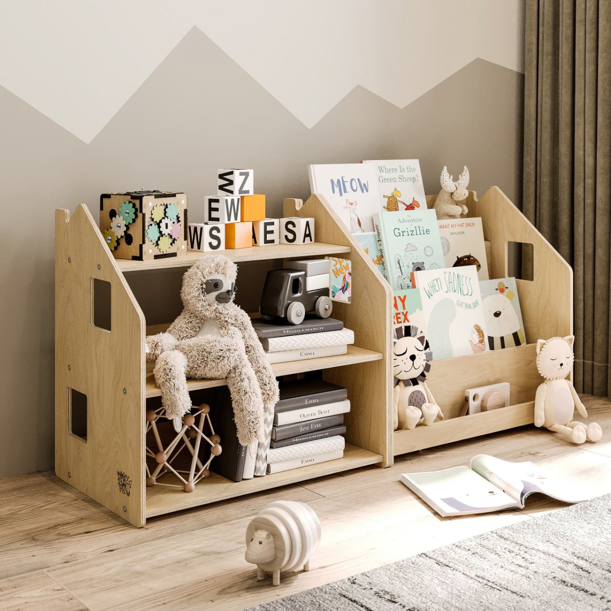 BusyKids Set aus Bücherregal und Spielzeugregal – Limited Edition