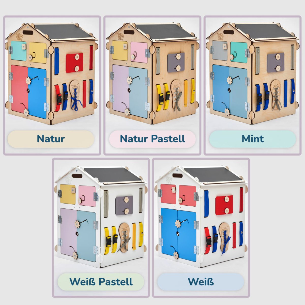 BusyKids Busy Board speelhuisje – wit/pastel, limited edition-Speelhuisje