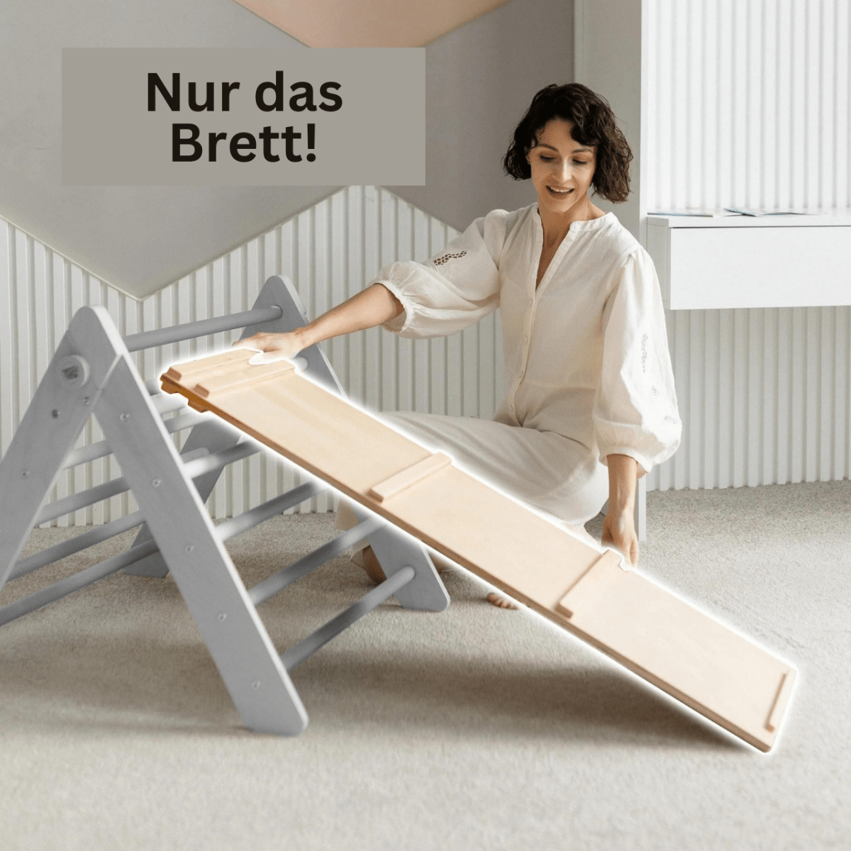 Rutsch- und Kletterbrett aus Holz für ein Pikler-Kletterdreieck