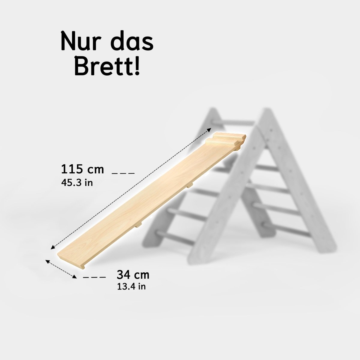 Rutsch- und Kletterbrett aus Holz für ein Pikler-Kletterdreieck