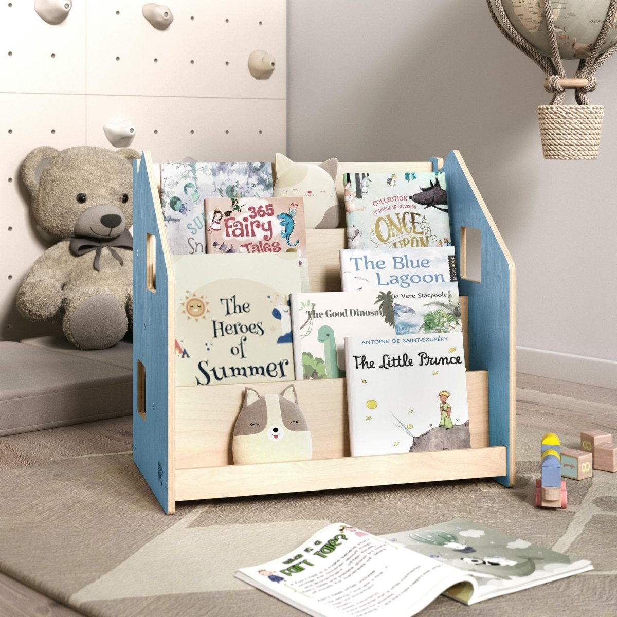 BusyKids Montessori-Bücherregal – Zartblau/Rosa