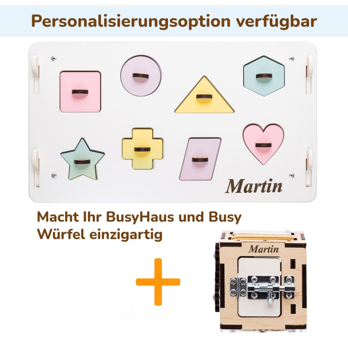 BusyKids set – Busy Board speelhuisje wit/pastel met creatieve kubus-Speelhuisje set