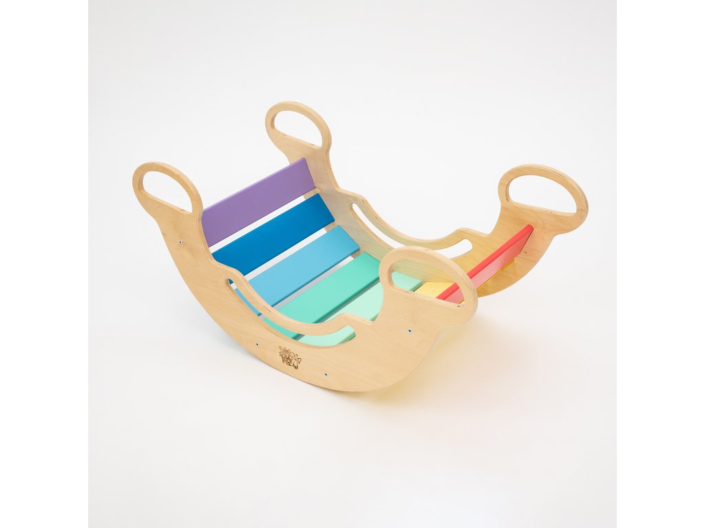 BusyKids houten schommel met regenbooglatten