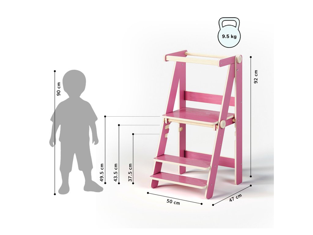 BusyKids opvouwbare leertoren – roze – foto 2