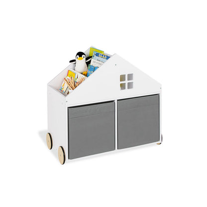 Kinderbücherregal auf Rädern „HUS“, weiß