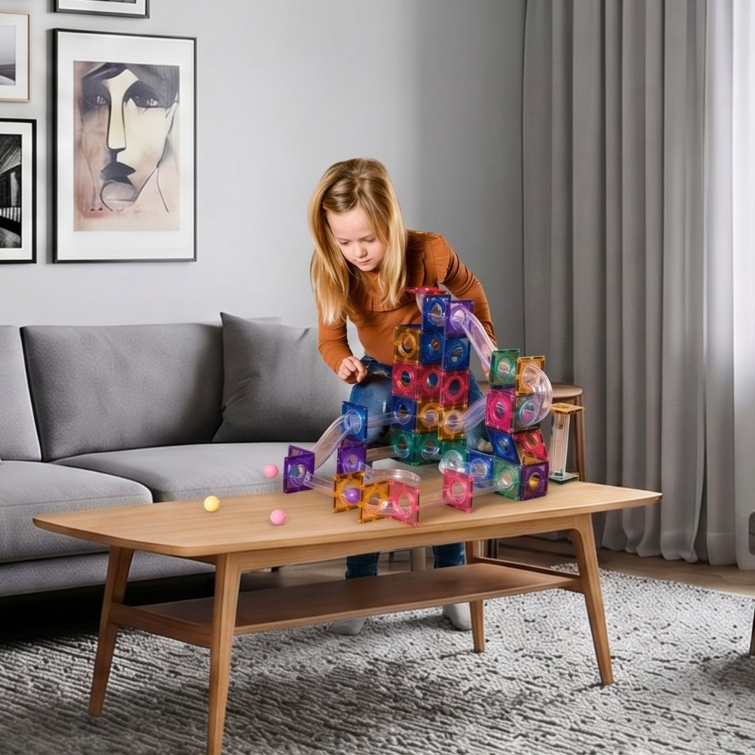 Coblo Magnetische Murmelbahn Pastel – 100 Teile im Einsatz