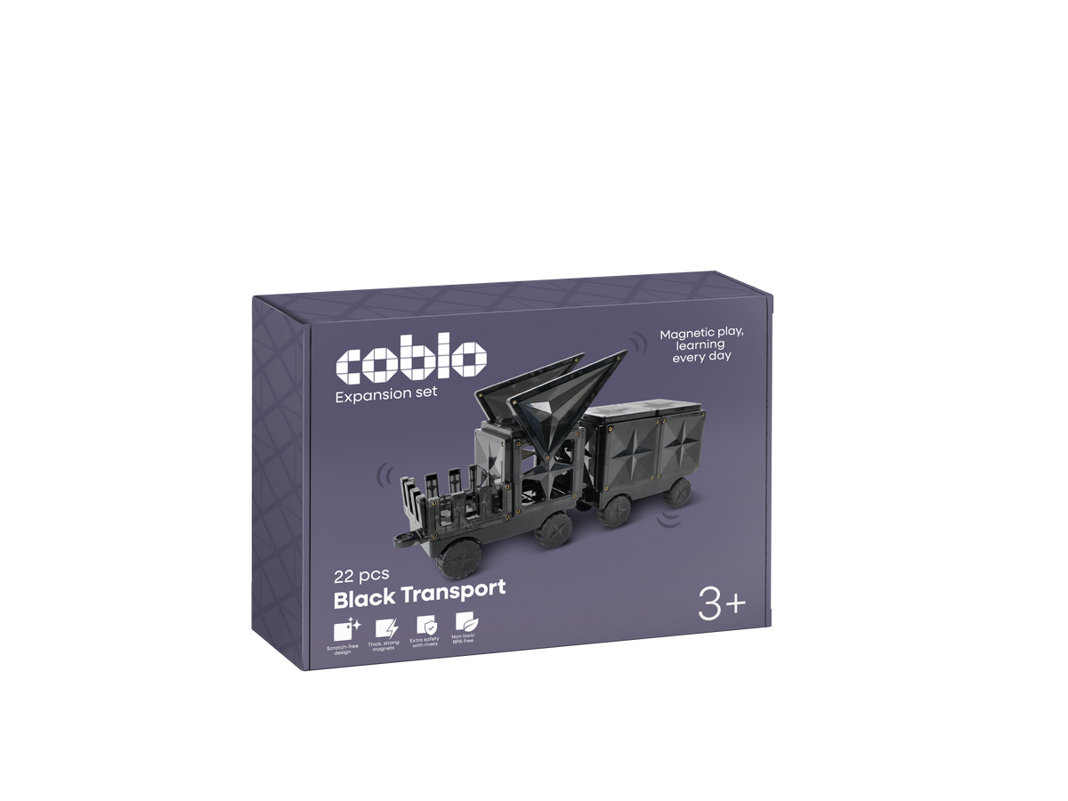 Coblo Magnetische Tegels Zwart – 22 stuks incl. 2 auto-onderstellen verpakking