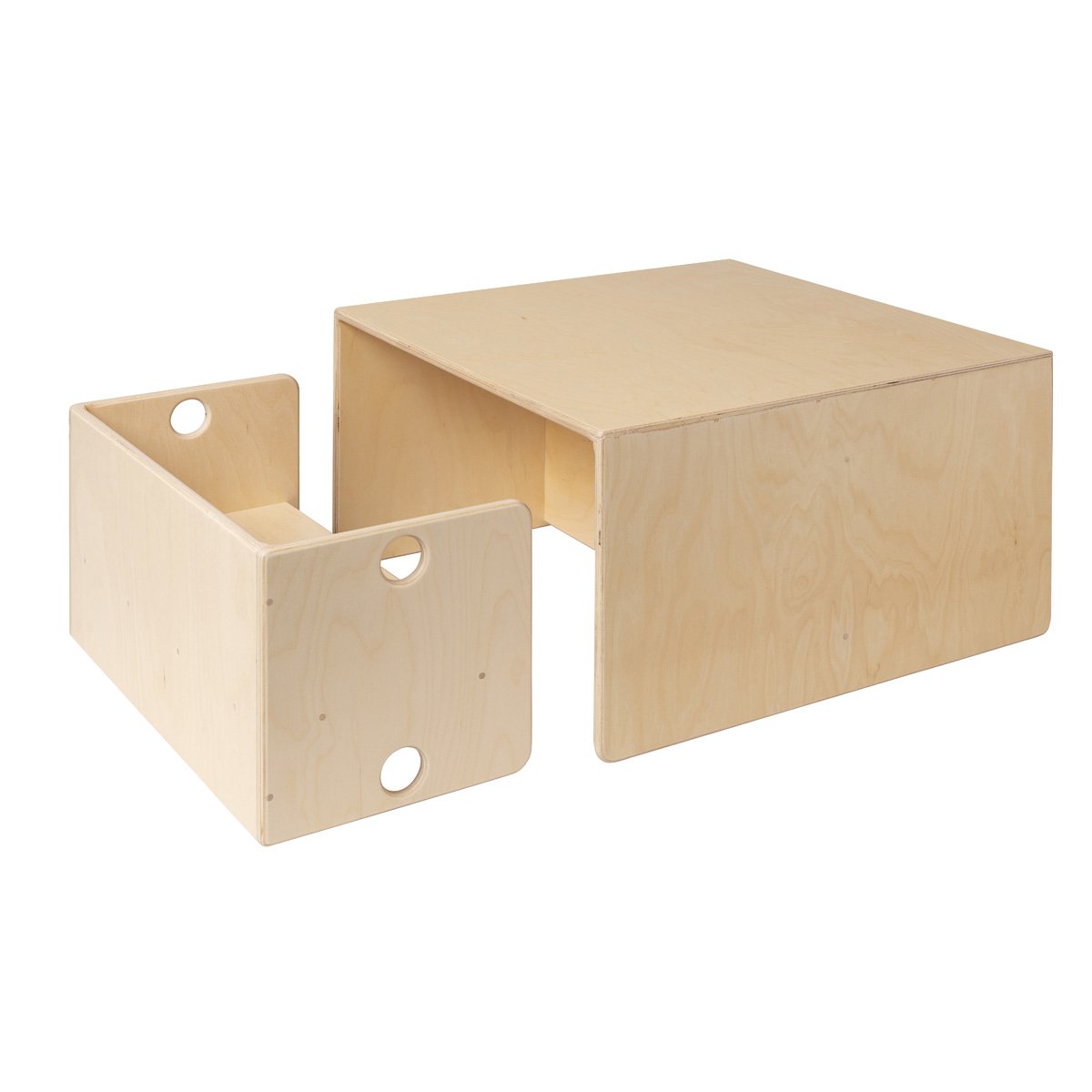 Houten kubustafel & kinderbank - 75x75x40 cm