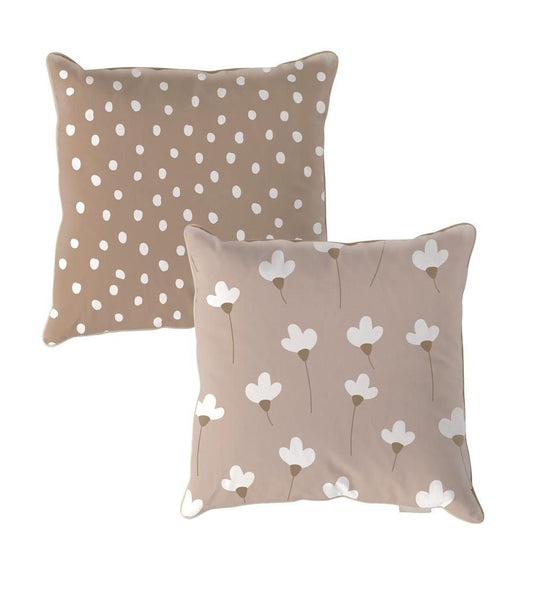 Daisies Pink Irregular Dots Brown Cushion - 