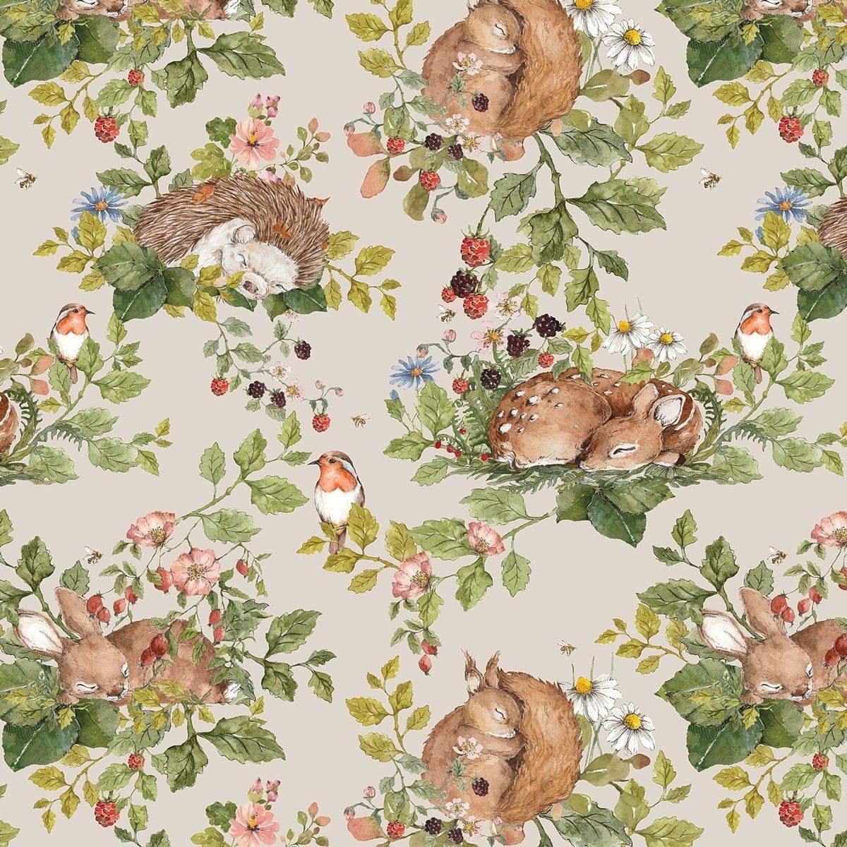 Dekornik Little Sleepy Animals Light Kindertapete