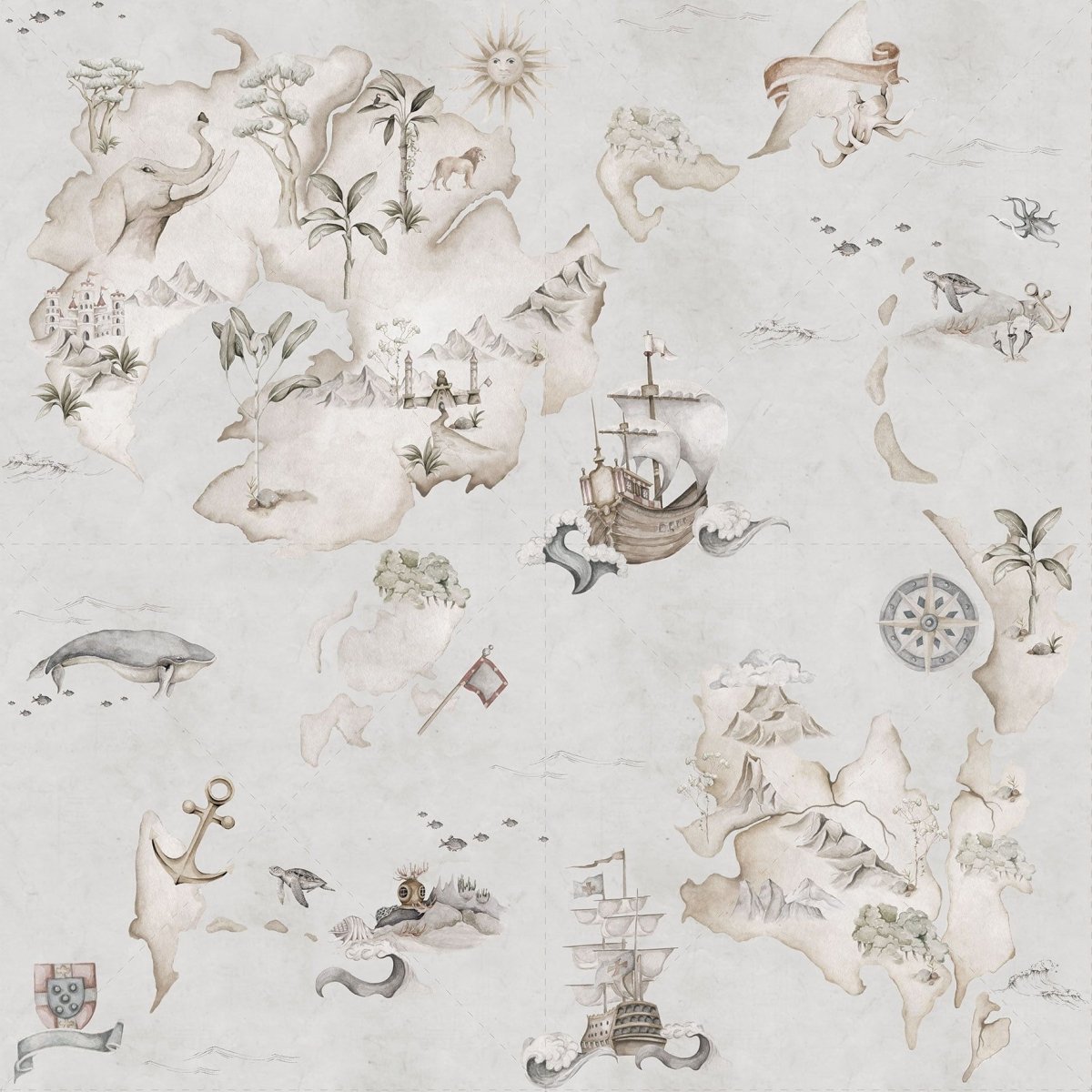 Dekornik Map Stories From The Sea Color Kindertapete
