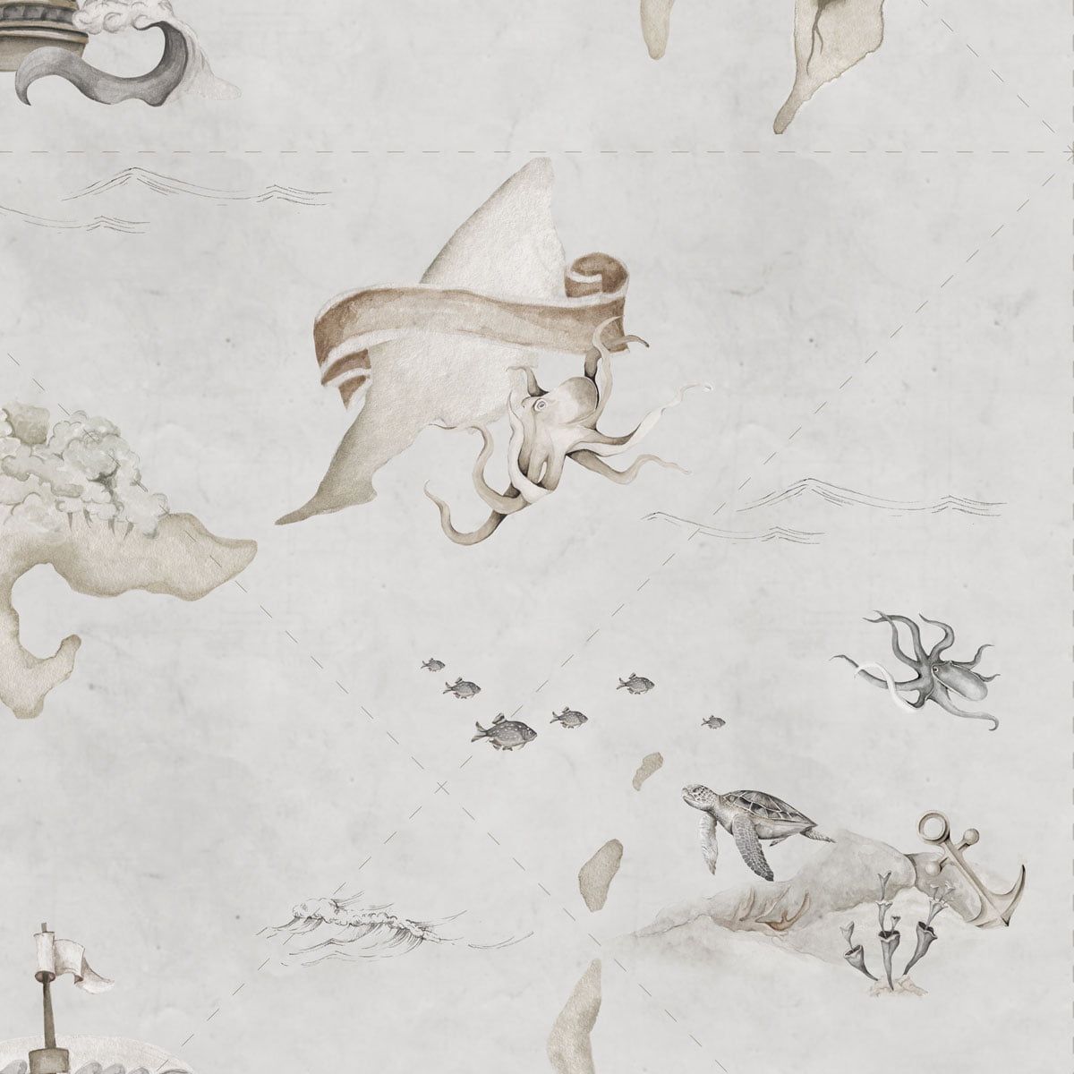 Dekornik Map Stories From The Sea Color Kindertapete