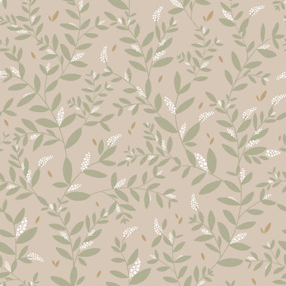 Dekornik Delicate Twigs with Green and Beige kinderbehang