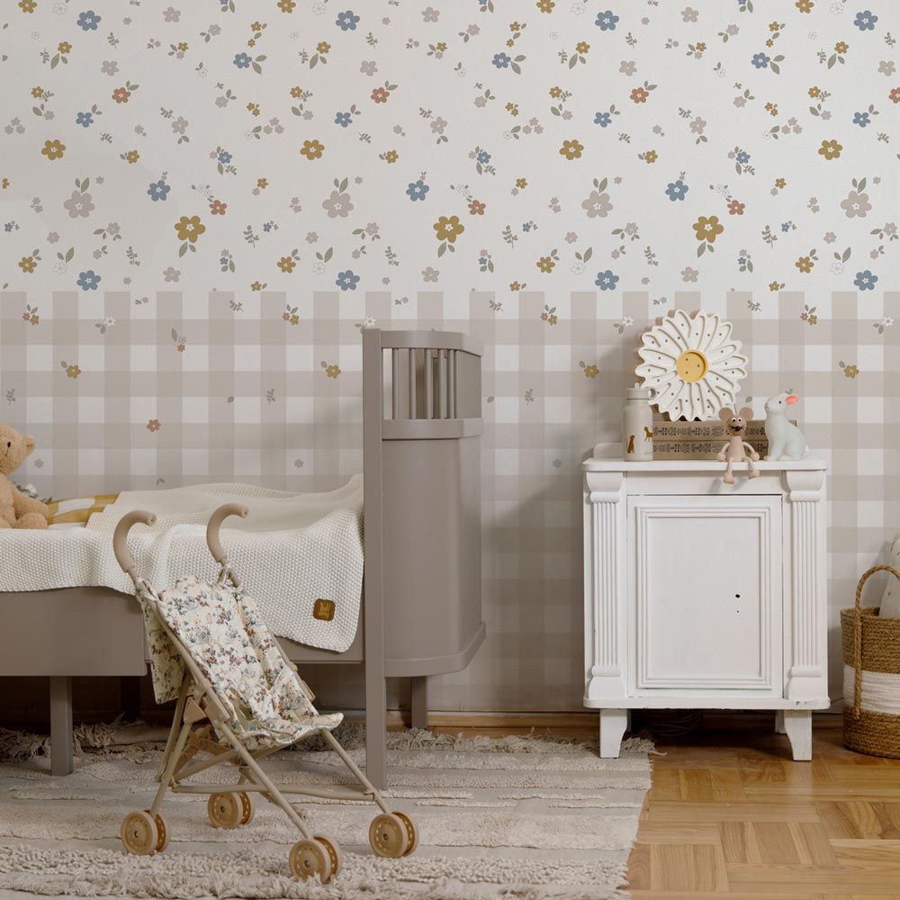 Dekornik Boho Meadow and Check kinderbehang