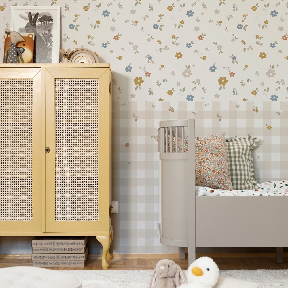 Dekornik Boho Meadow and Check kinderbehang
