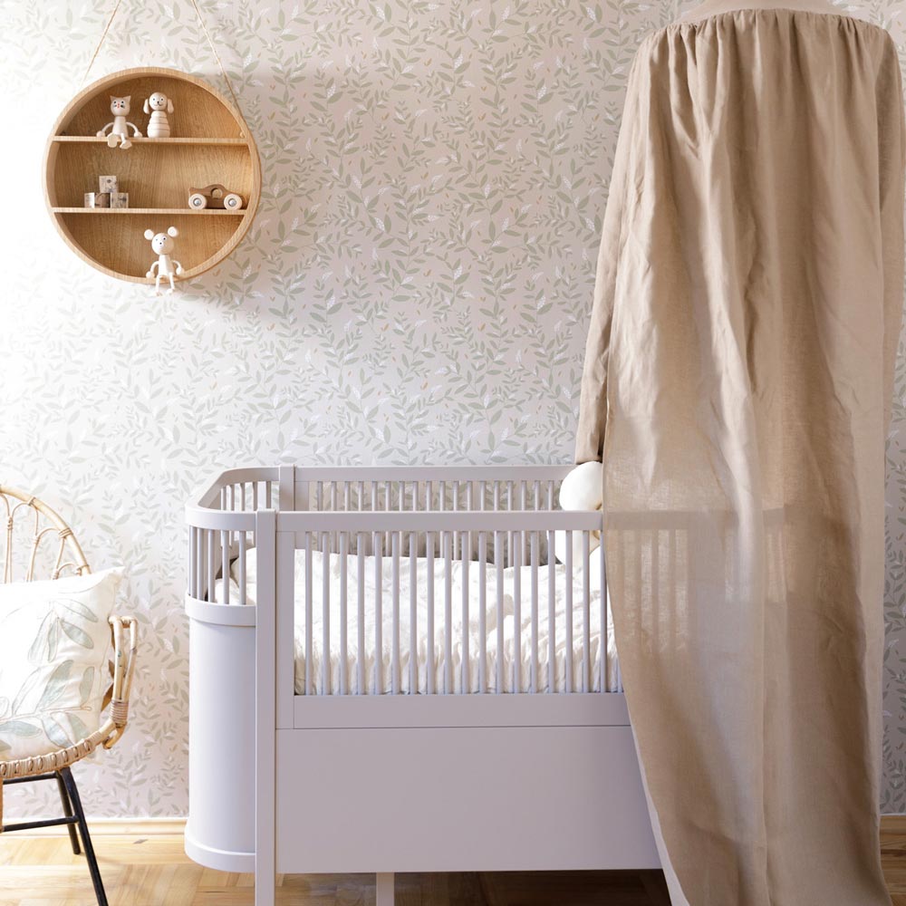 Dekornik Delicate Twigs with Green and Beige kinderbehang