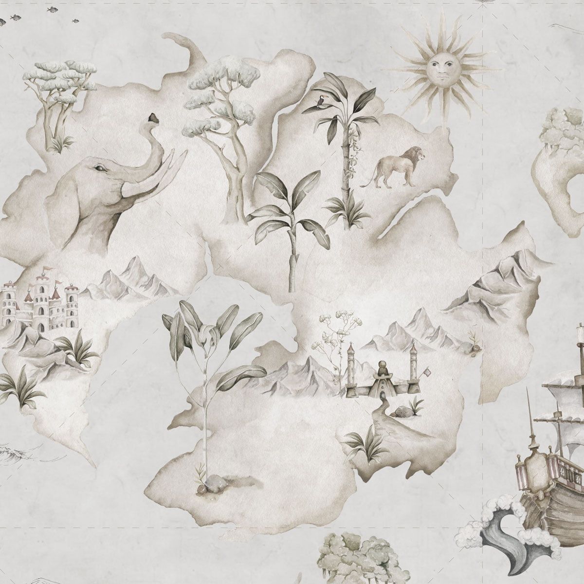 Dekornik Map Stories From The Sea Color kinderbehang