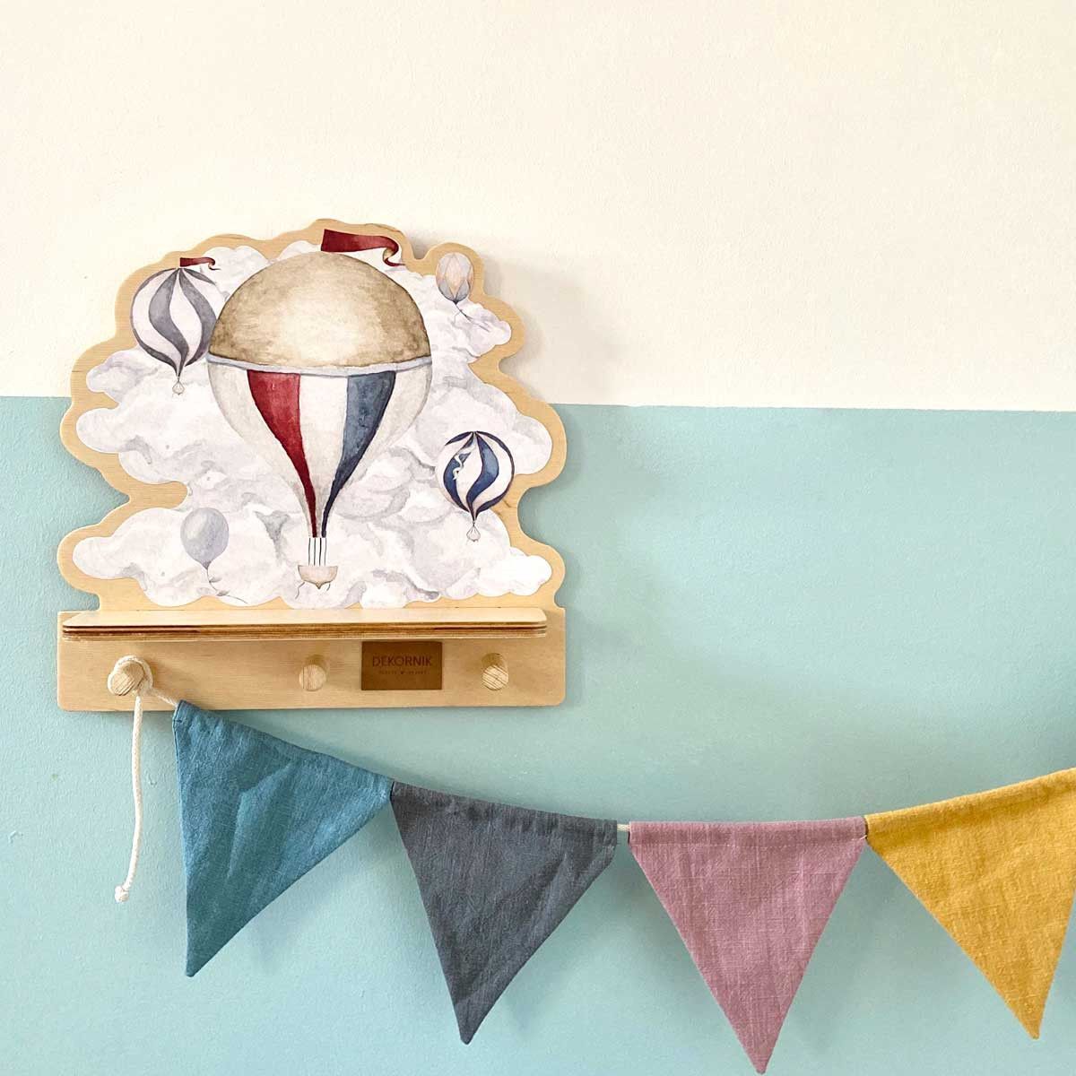 Dekornik Balloon wandplank met 3 haakjes