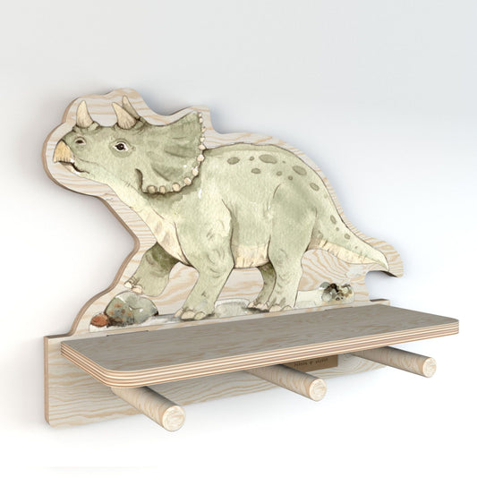 Dekornik Dino wandplank met 3 haakjes