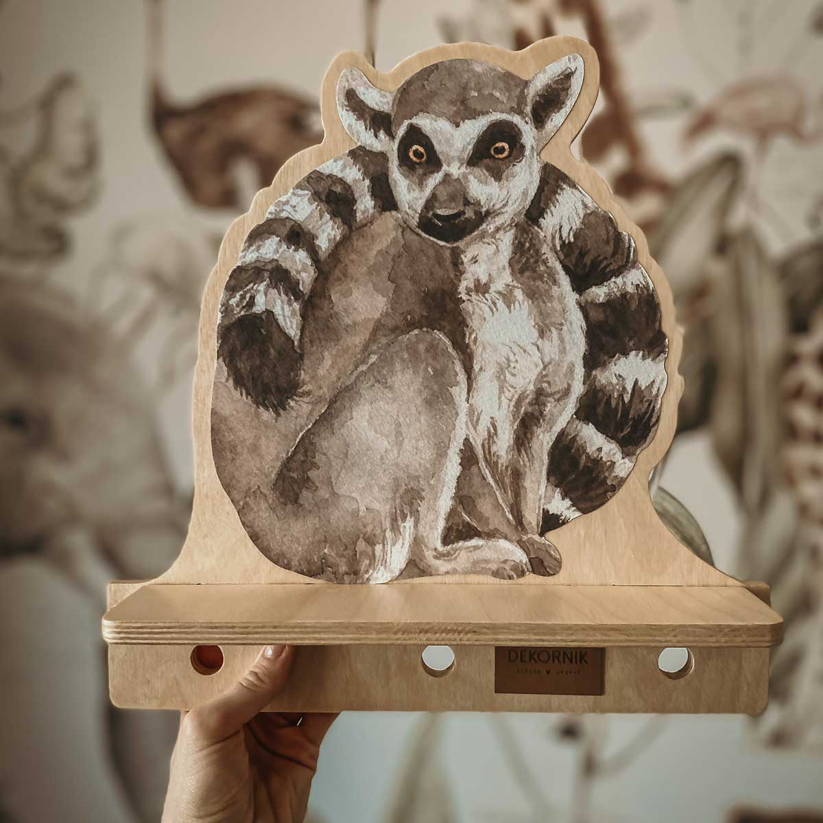 Dekornik Lemur wandplank met 3 haakjes
