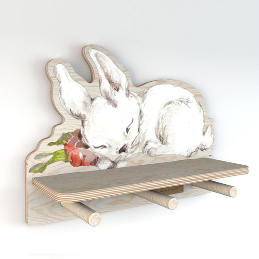 Dekornik Rabbit wandplank met 3 haakjes