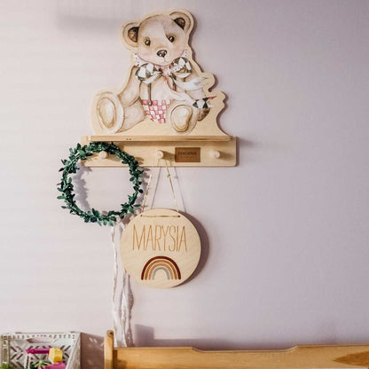 Dekornik Teddy Bear wandplank met 3 haakjes