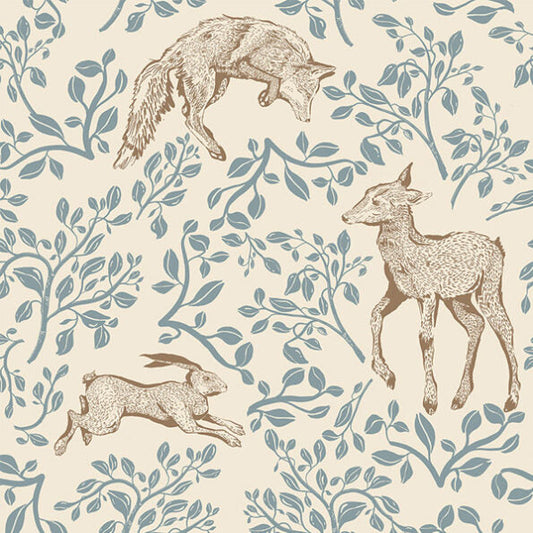 Dekornik Forest animals and fairytale beige kinderbehang