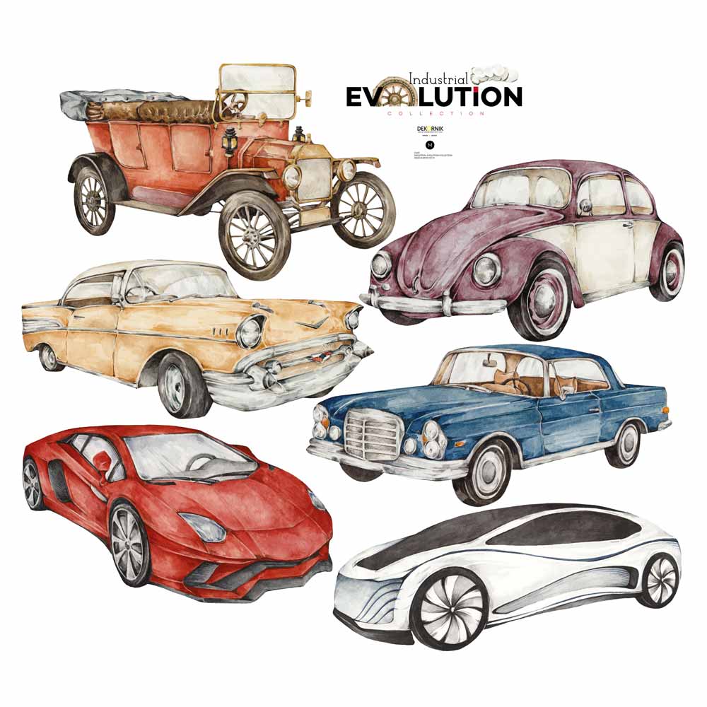 Dekornik History of Cars muursticker - Industrial Evolution