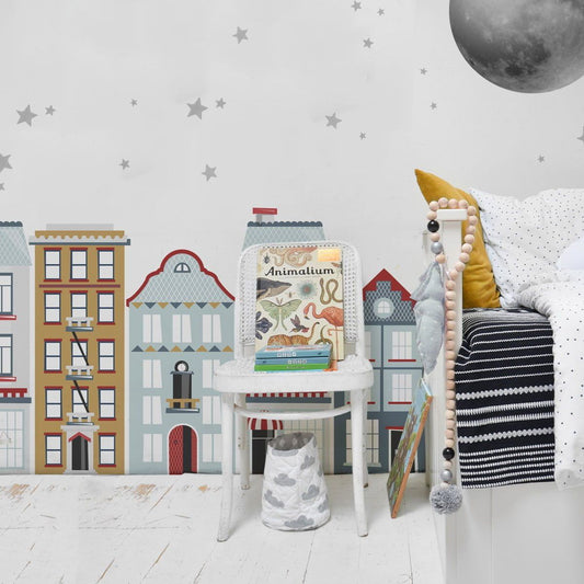 Dekornik Life In The City muursticker achter het bed