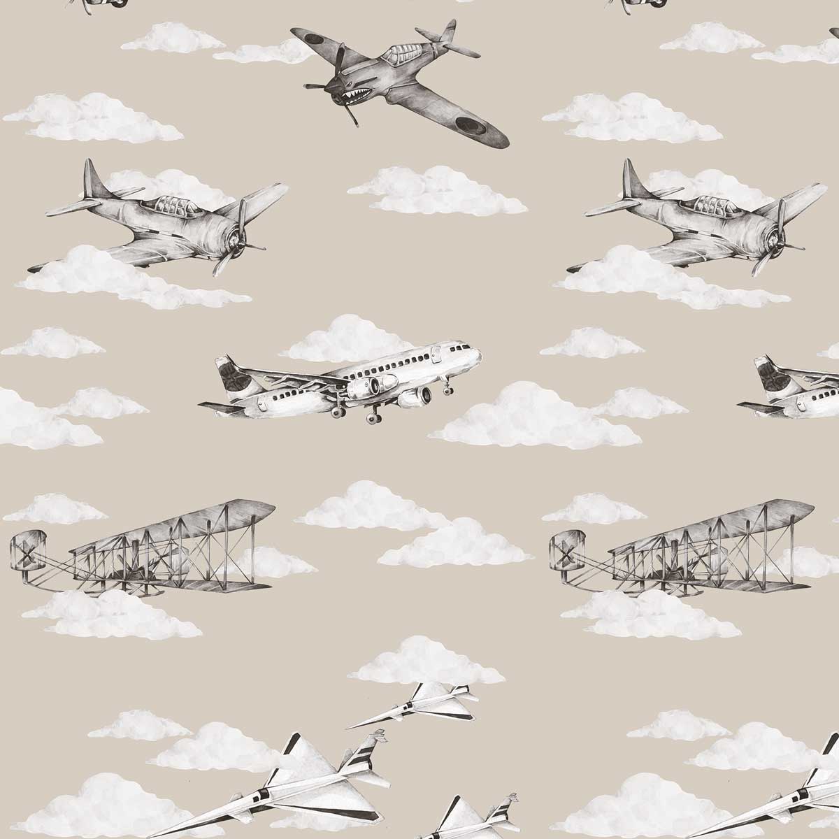 Dekornik Planes Sepia kinderbehang