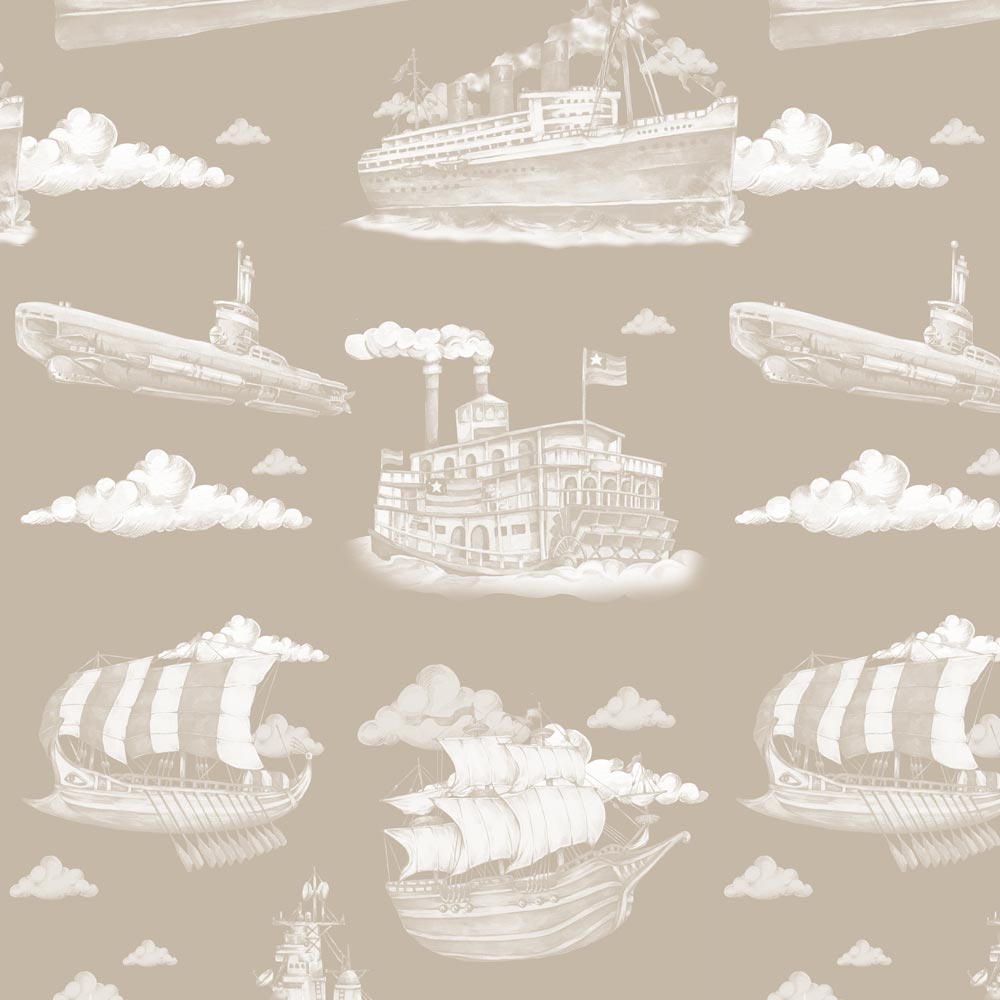 Dekornik Ships Sepia Screen kinderbehang