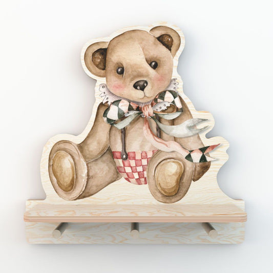 Dekornik Teddy Bear wandplank met 3 haakjes