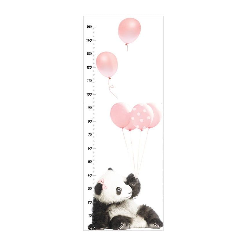 Panda With Pink Balloons Growth Chart - 
