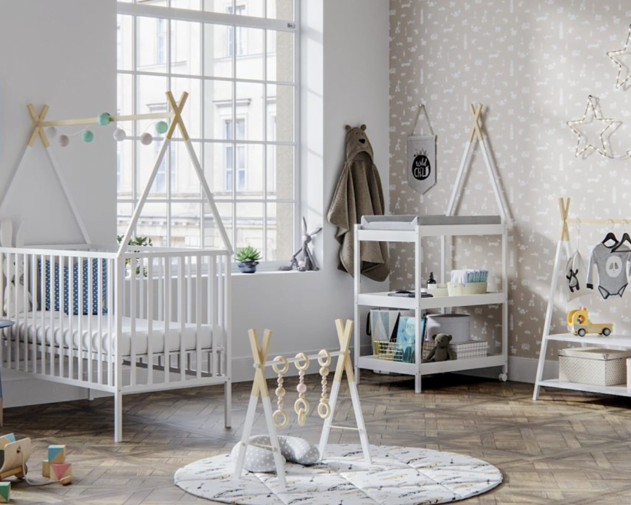 ATB TIPI Babybett 120 × 60 cm – Weiß – weitere Produktansicht 2