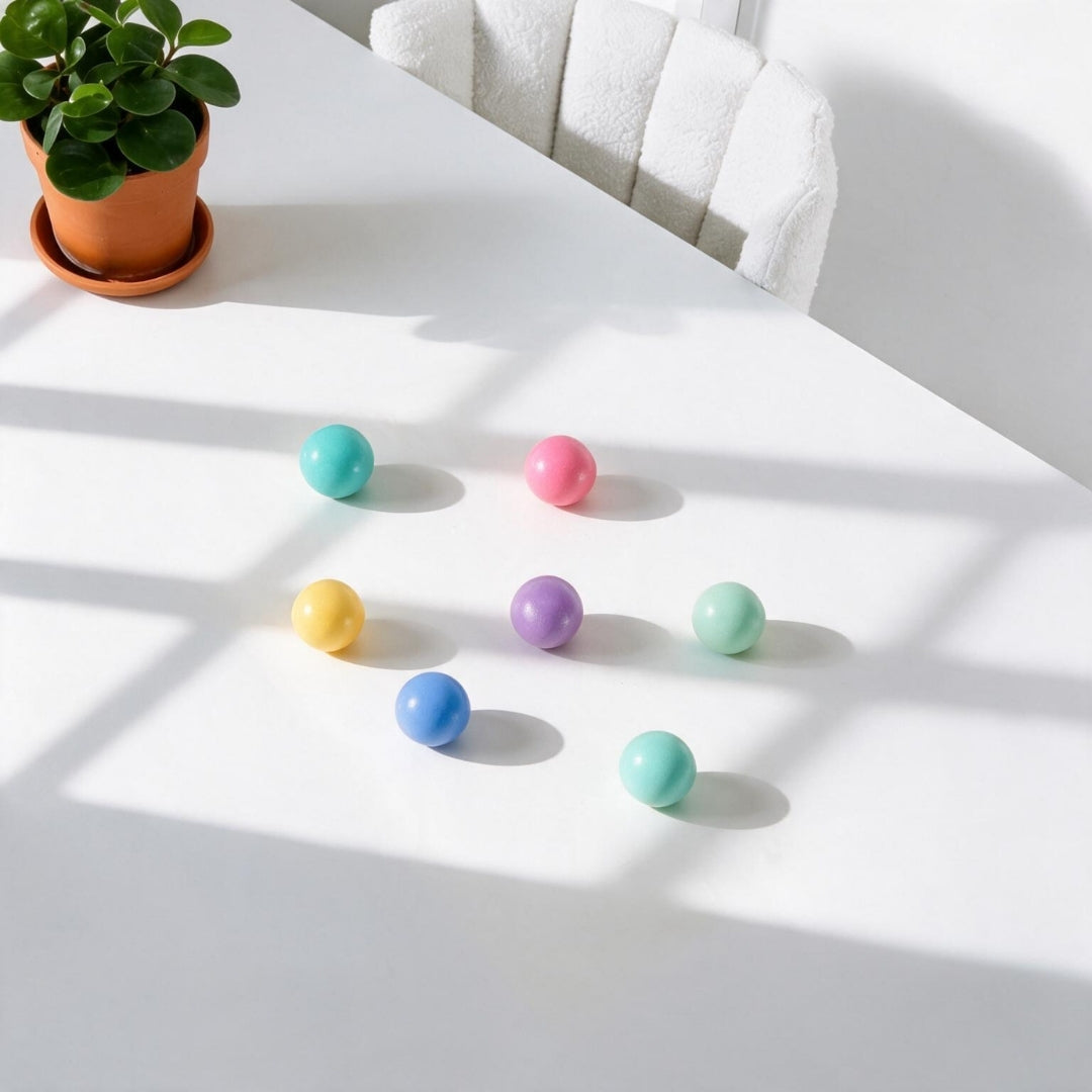 Coblo Knikkerbaan Balletjes Pastel – 6 stuks in gebruik