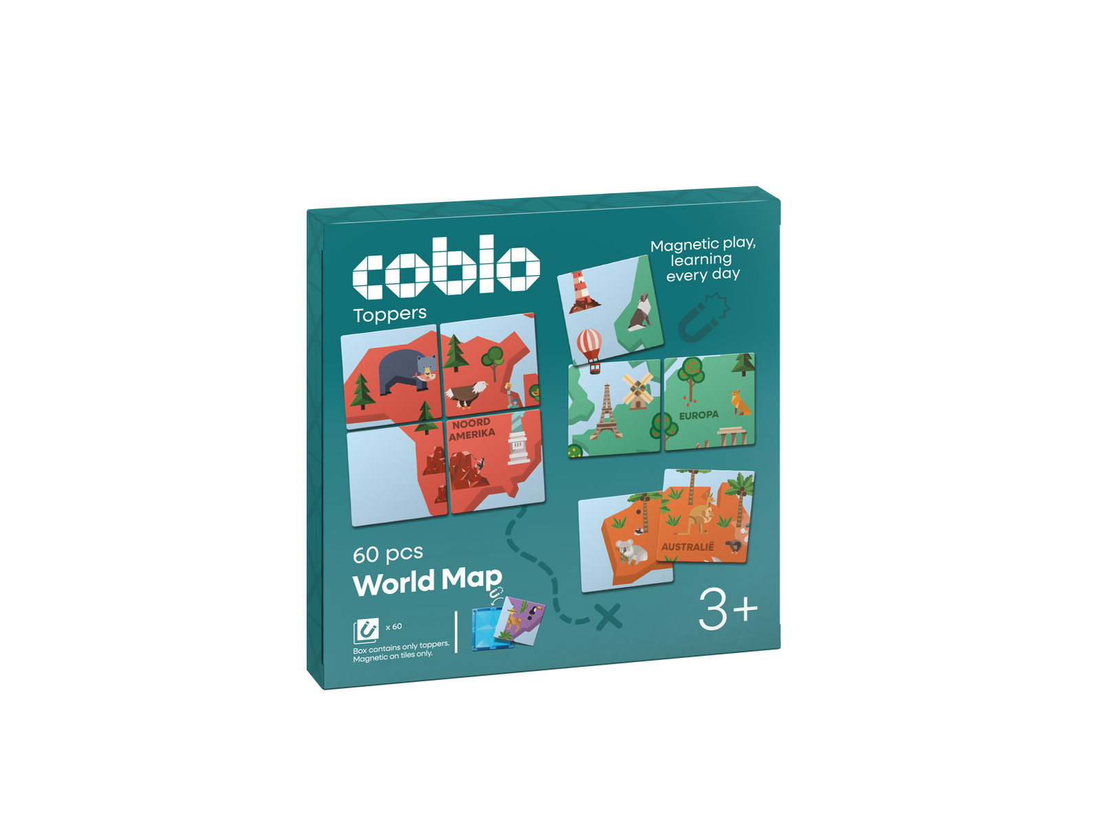 Coblo Toppers Wereldkaart – 60 stuks verpakking