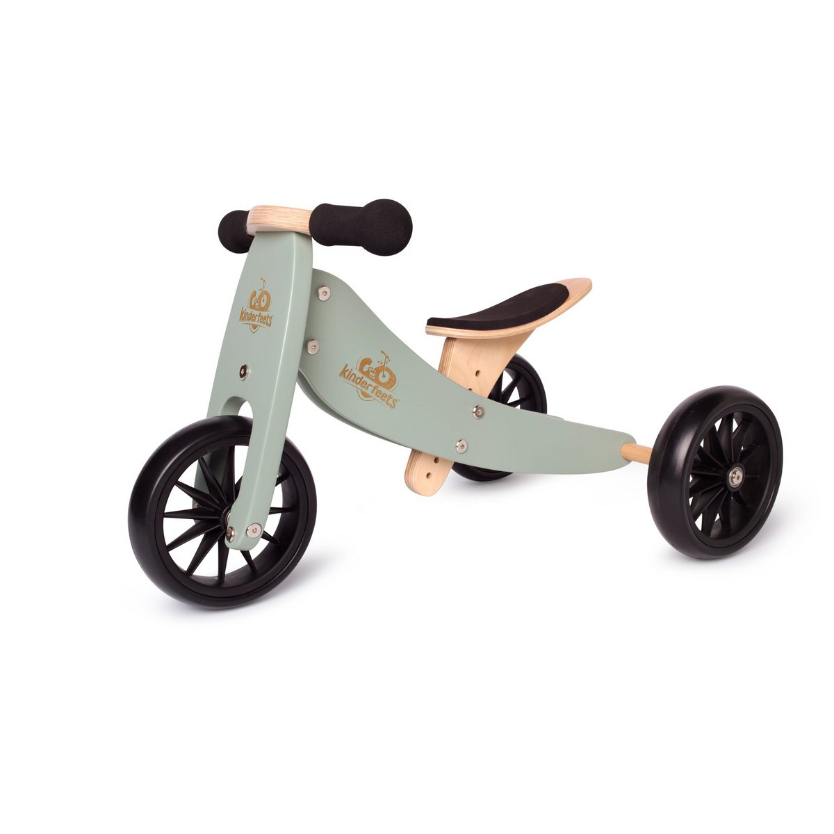 Kinderfeets 2-in-1 houten loopfiets &amp; driewieler vanaf 1 jaar Tiny Tot - Sage