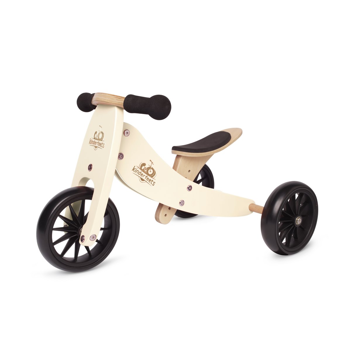 Kinderfeets 2-in-1 houten loopfiets &amp; driewieler vanaf 1 jaar Tiny Tot - Cream