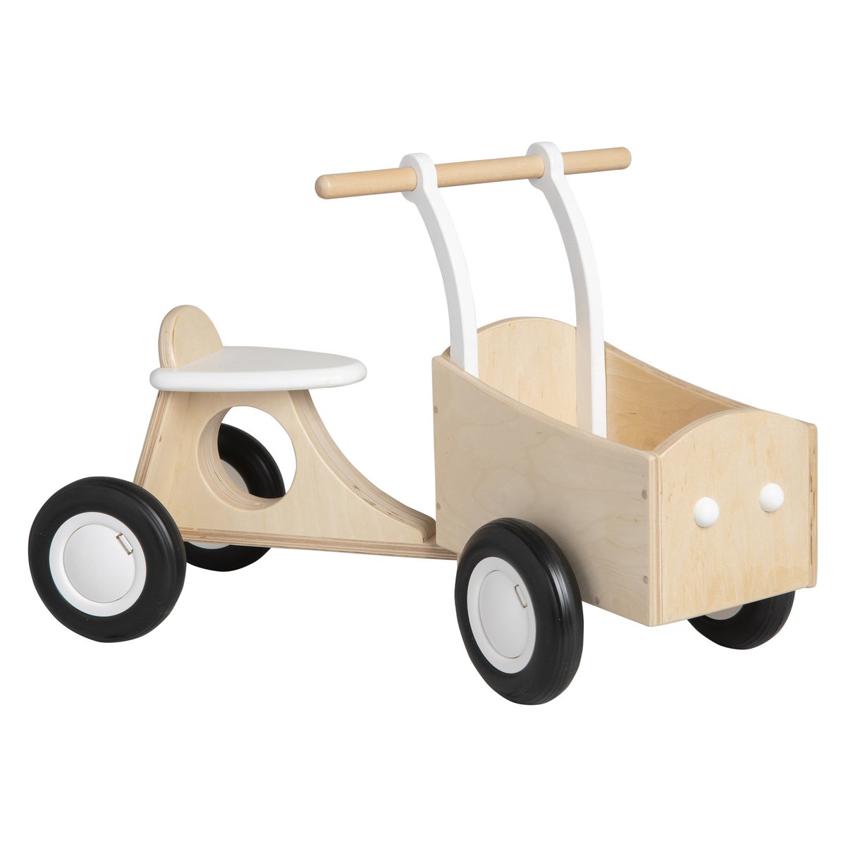 Van Dijk Toys houten kinder loop bakfiets vanaf 1 jaar - Wit (Kinderopvang kwaliteit)