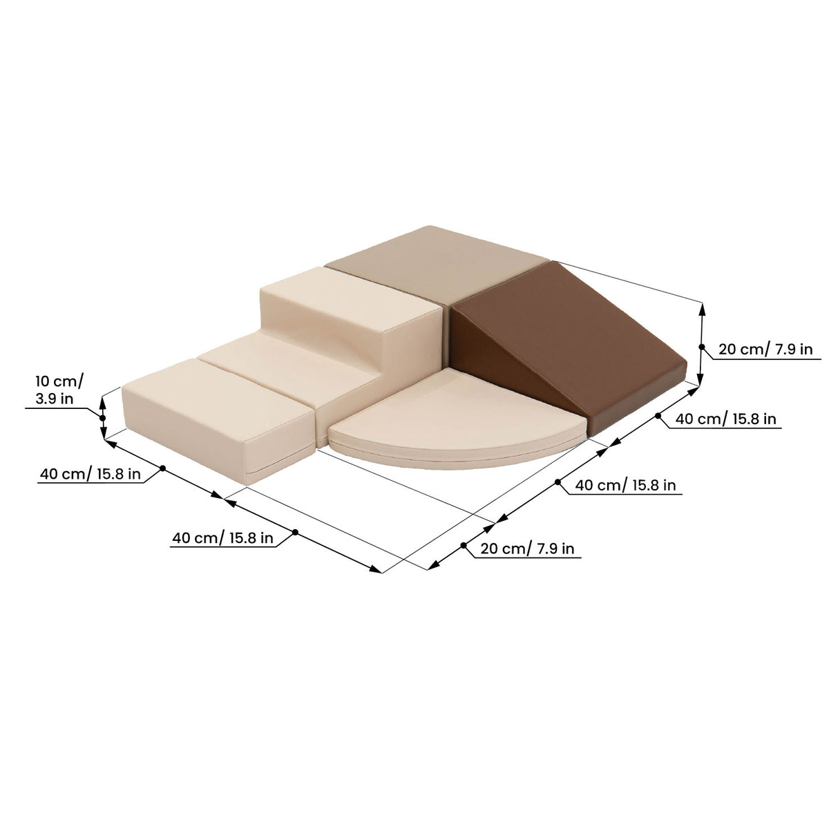 Maatvoering van IGLU Corner Climber soft play set in Chocolate Dune