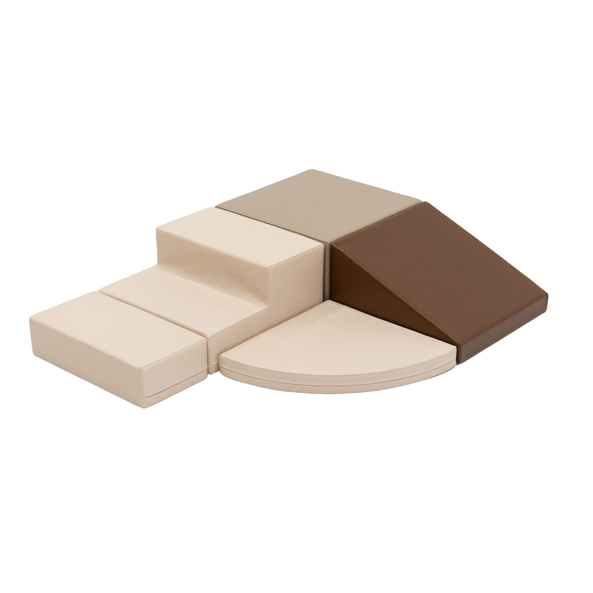 IGLU Corner Climber soft play set in Chocolate Dune met lage foamblokken en klimvormen