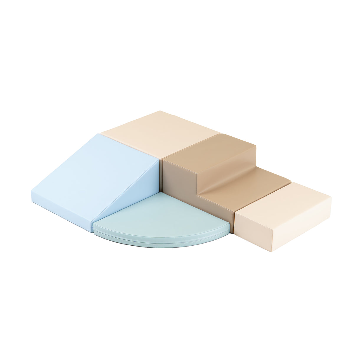 IGLU Corner Climber soft play set in Earth Pastel met lage foamblokken en klimvormen
