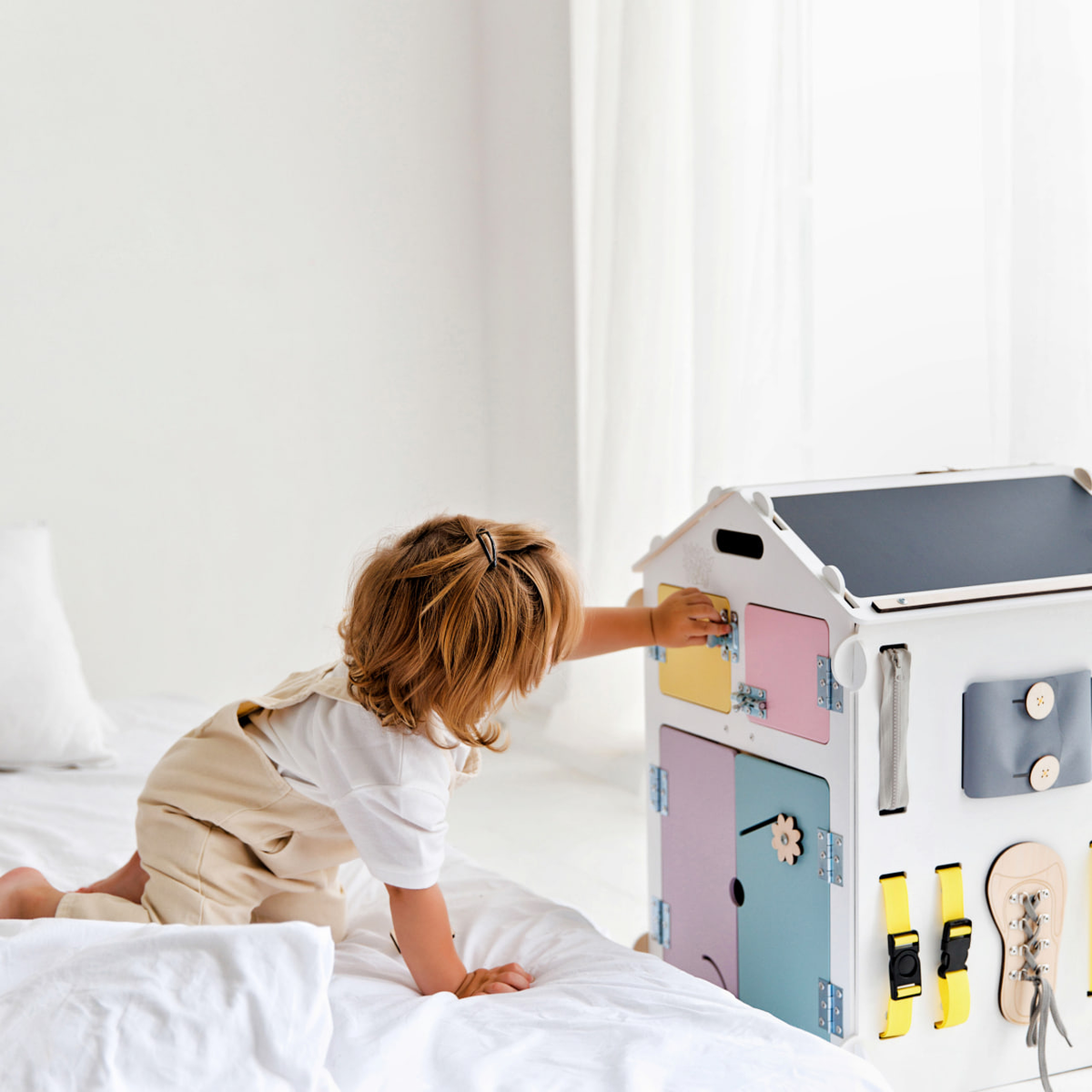 BusyBoard Sensory Play House White/Pastel - Limited Edition