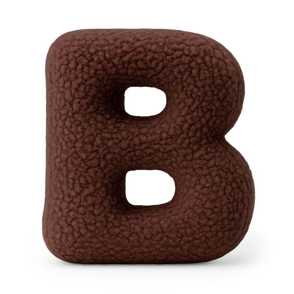 Bearly-letterkussen in de vorm van letter B, donkerbruin van MeowBaby