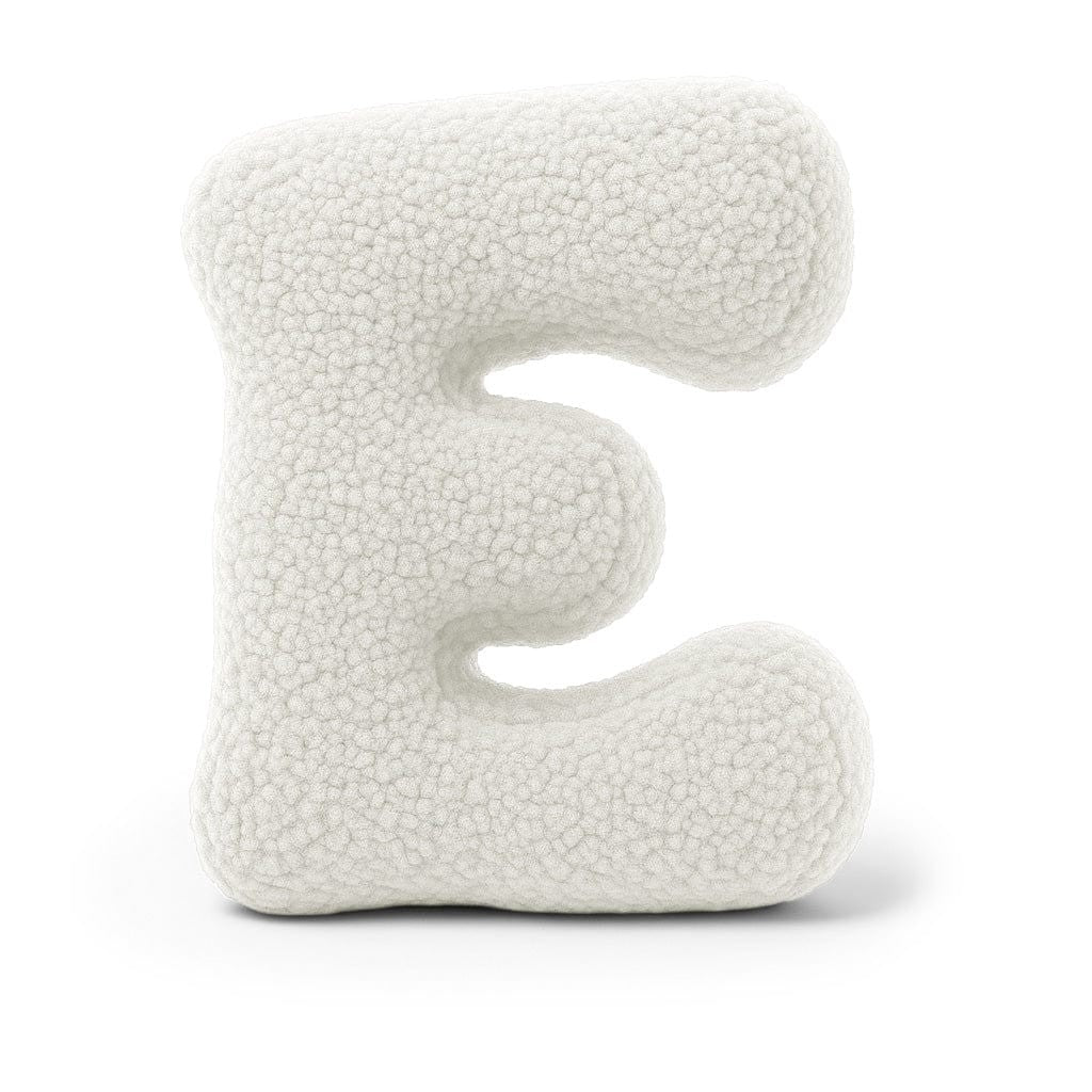Bearly-letterkussen in de vorm van letter E, gebroken wit van MeowBaby